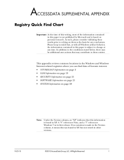 Access Data Registry Quick Find Chart