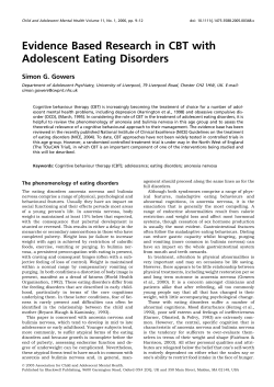 Evidence Based Research in CBT with Adolescent Eating Disorders