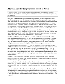 A Sermon from the Congregational Church of Bristol