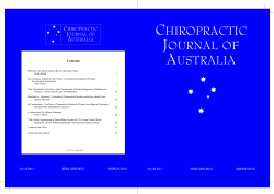 ChiropraCtiC Journal of australia - Index to Chiropractic Literature