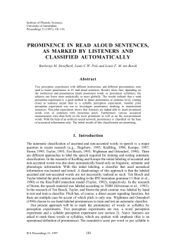 PROMINENCE IN READ ALOUD SENTENCES, AS MARKED BY