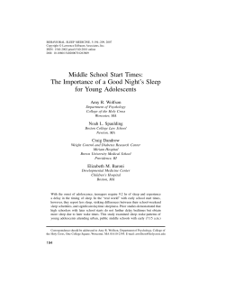Middle School Start Times: The Importance of a Good Night`s Sleep