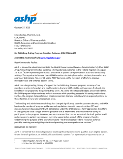 Re: 340B Drug Pricing Program Omnibus Guidance (RIN) 0906-AB08