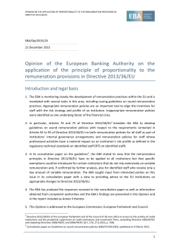 Opinion on the Application of Proportionality