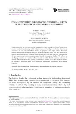 FISCAL COMPETITION IN DEVELOPING COUNTRIES