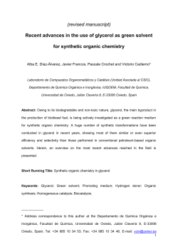 (revised manuscript) Recent advances in the use of glycerol as