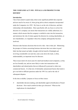 Shareholder approval of directors` decisions