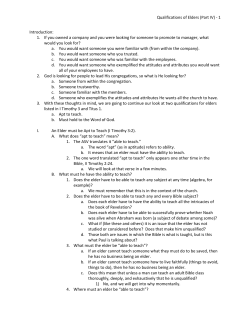 Qualifications of Elders - Gravel Hill church of Christ