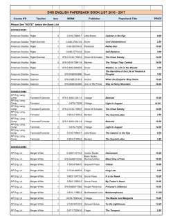 DHS ENGLISH PAPERBACK BOOK LIST 2016