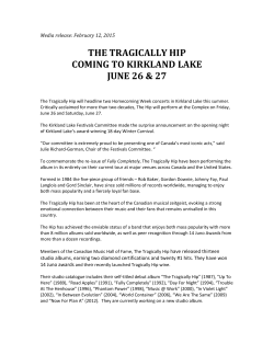 KL Festivals announces Tragically Hip for 2 Nights