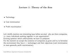 Lecture 1: Theory of the firm