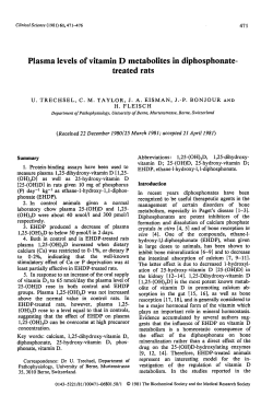 Plasma Levels of Vitamin D Metabolites in