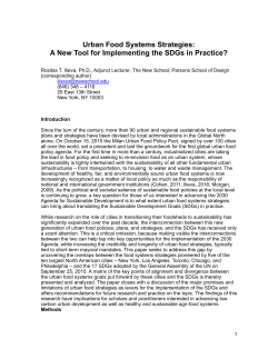 Urban Food Systems Strategies: A New Tool for Implementing the