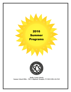 2016 Summer Programs - Shelby County Schools