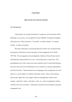 CHAPTER 1 THE STUDY OF COLLOCATIONS 1.0