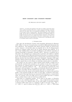 HOW COMMON ARE COMMON PRIORS? 1. Introduction Ever since