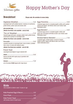Mother`s Day Menu - Warran Glen Garden Centre