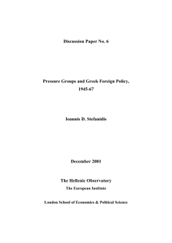 Pressure Groups and Greek Foreign Policy, 1945-67