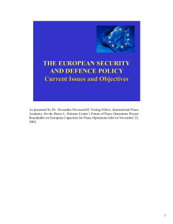 European Security and Defence Policy: Current Issues