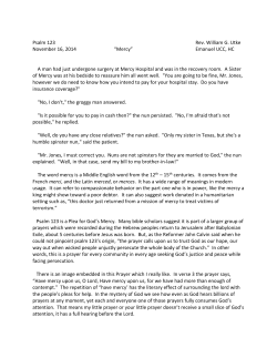 Psalm 123 Rev. William G. Utke November 16, 2014 “Mercy