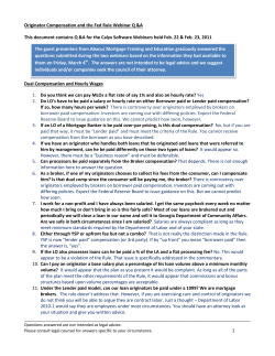 Originator Compensation and the Fed Rule