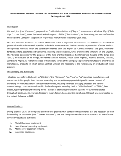 1 Exhibit 1.02 Conflict Minerals Report of Ultratech, Inc. for calendar