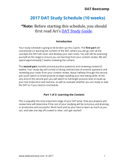 2017 DAT Study Schedule (10 weeks)