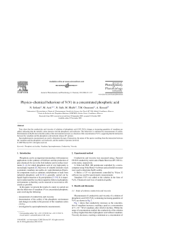 Physico&ndash;chemical behaviour of V(V) in a concentrated phosphoric