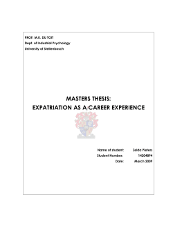 MASTERS THESIS: EXPATRIATION AS A CAREER EXPERIENCE
