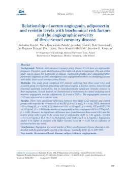 Relationship of serum angiogenin, adiponectin and resistin levels