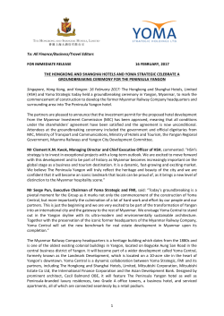 The Hongkong and Shanghai Hotels and Yoma Strategic Celebrate