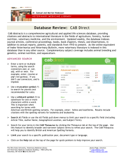 Database Review: CAB Direct - OSU Libraries
