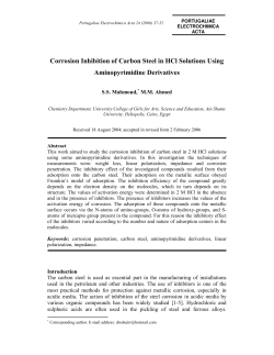 Corrosion Inhibition of Carbon Steel in HCl Solutions Using