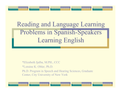 Reading and Language Learning Problems in Spanish