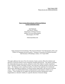 Party System Determinants of Electoral Reforms in Post