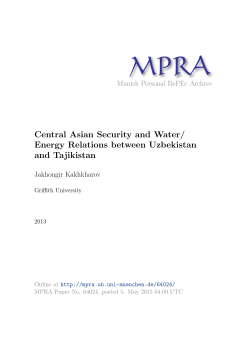 Central Asian Security and Water/ Energy Relations between
