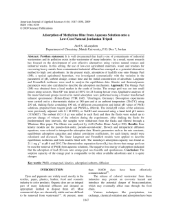 Adsorption of Methylene Blue from Aqueous Solution