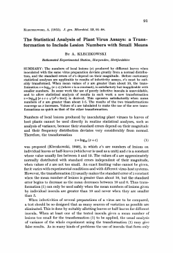 The Statistical Analysis of Plant Virus Assays: a Trans