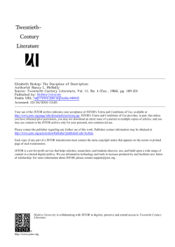 Elizabeth Bishop: The Discipline of Description