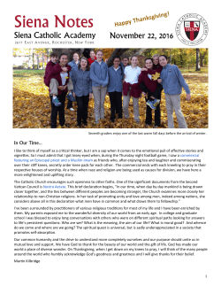 In Our Time&hellip; - Siena Catholic Academy