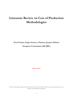 Literature Review on Cost of Production Methodologies