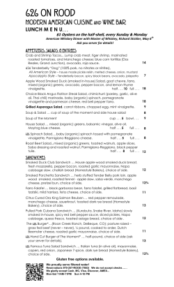 Brunch Menu - 626 on Rood