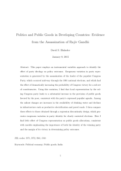 Politics and Public Goods in Developing Countries: Evidence from