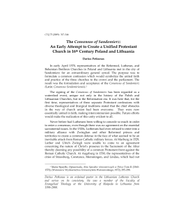 The Consensus of Sandomierz: An Early Attempt to Create a Unified