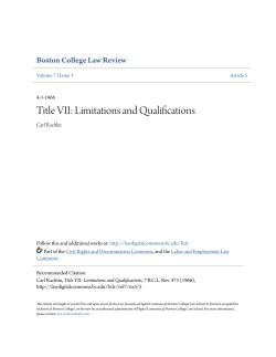 Title VII: Limitations and Qualifications