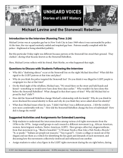 Michael Levine and the Stonewall Rebellion