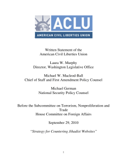 Written Statement of the American Civil Liberties Union