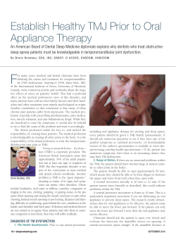 Establish Healthy TMJ Prior to Oral Appliance Therapy