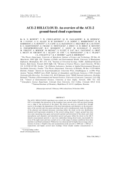 ACE‐2 HILLCLOUD. An overview of the ACE‐2 ground‐based