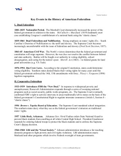 Key events in evolution of federalism timeline